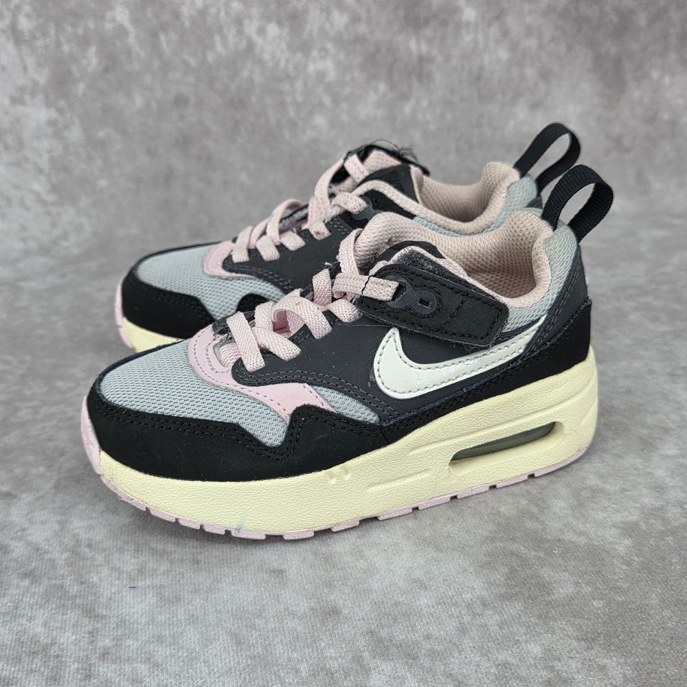 Nike Air Max 1 EasyOn Toddler Shoes Girls Size 8C Antracite Pink Foam DZ3308-004